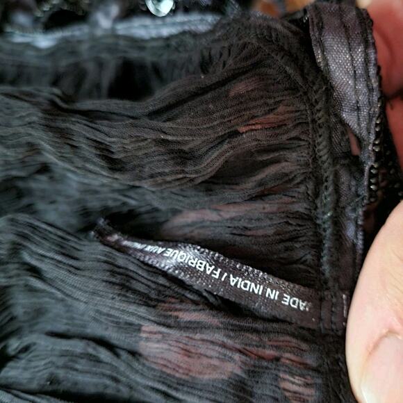 Free People Womans Sz. XS Black Sequin Cage Dress Sheer Made In India - Picture 6 of 6